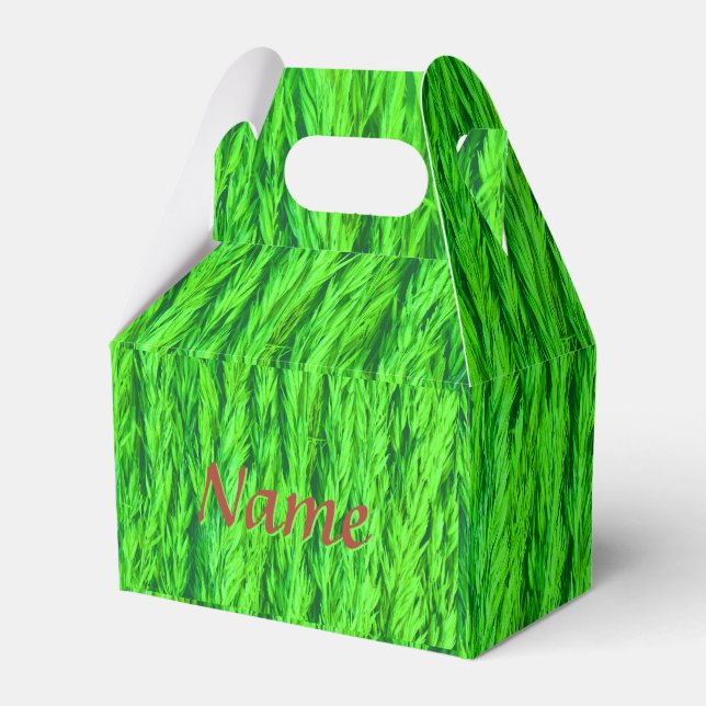 Harvest Green Grass Seed Photo Name Favor Boxes (Front Side)