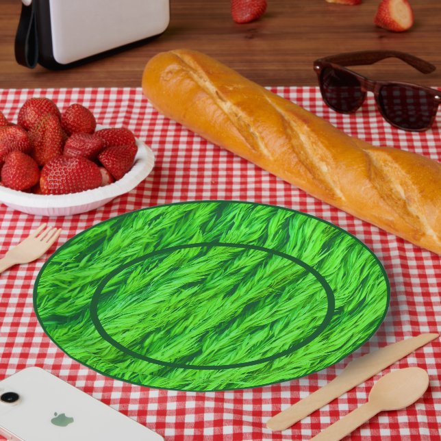 Harvest Green Grass Seed Photo  Paper Plates (Picnic)