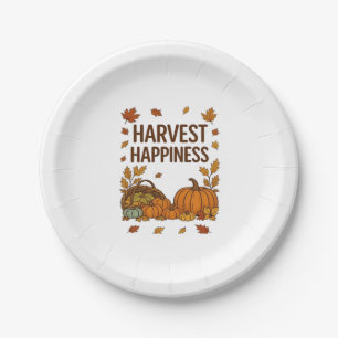Harvest Happiness – Autumn Pumpkin & Fall Leaves D Paper Plates