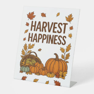 Harvest Happiness – Autumn Pumpkin & Fall Leaves D Pedestal Sign
