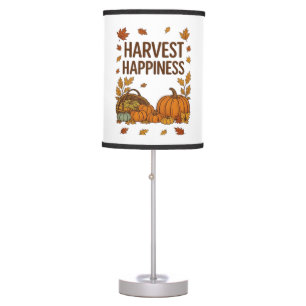 Harvest Happiness – Autumn Pumpkin & Fall Leaves D Table Lamp
