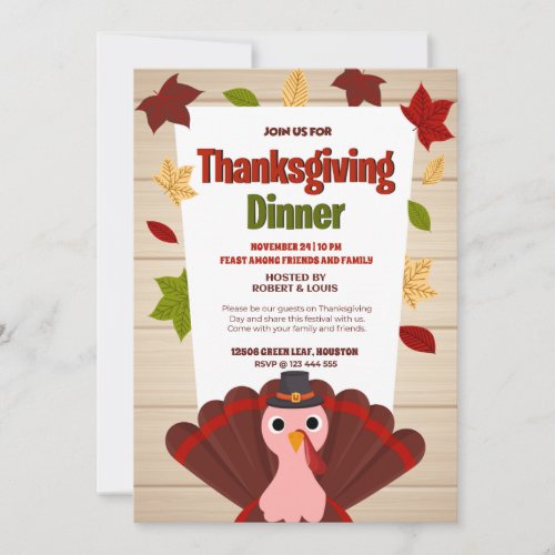 Harvest Haven Turkeys Tale of Red and Pink Bliss  Invitation