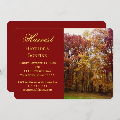 Harvest Hayride and Bonfire Invitation