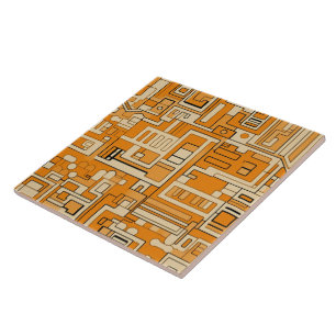 Harvest Hues Apricot Mosaic Pattern Ceramic Tile
