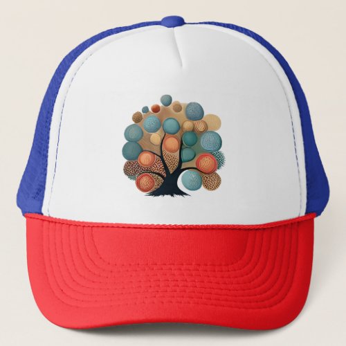 Harvest Hues Colorful Fruit Tree Trucker Hat