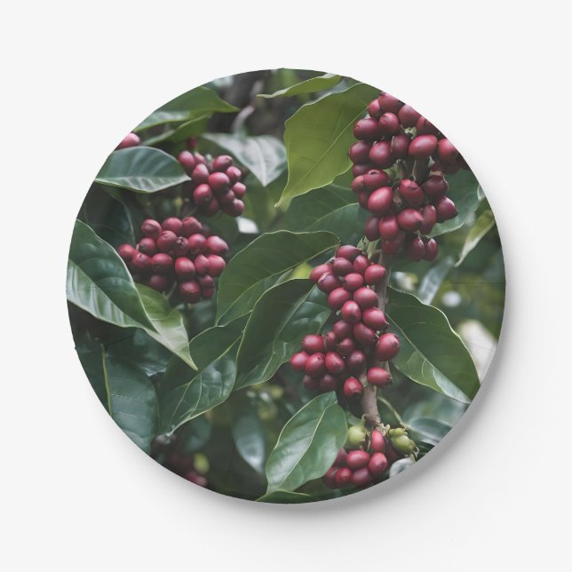 **"Harvest in Bloom: Coffee Beans on the Tree"** Paper Plates (Front)