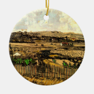 Harvest in Provence Montmajour by Vincent van Gogh Ceramic Ornament