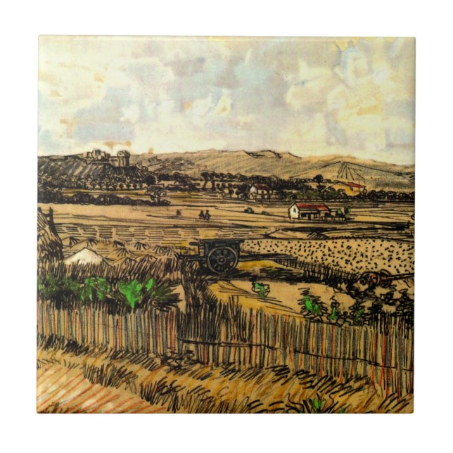 Harvest in Provence Montmajour by Vincent van Gogh Ceramic Tile (Front)