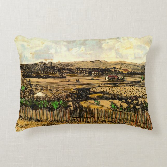 Harvest in Provence Montmajour by Vincent van Gogh Decorative Pillow (Front)