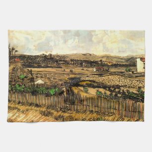Harvest in Provence Montmajour by Vincent van Gogh Kitchen Towel
