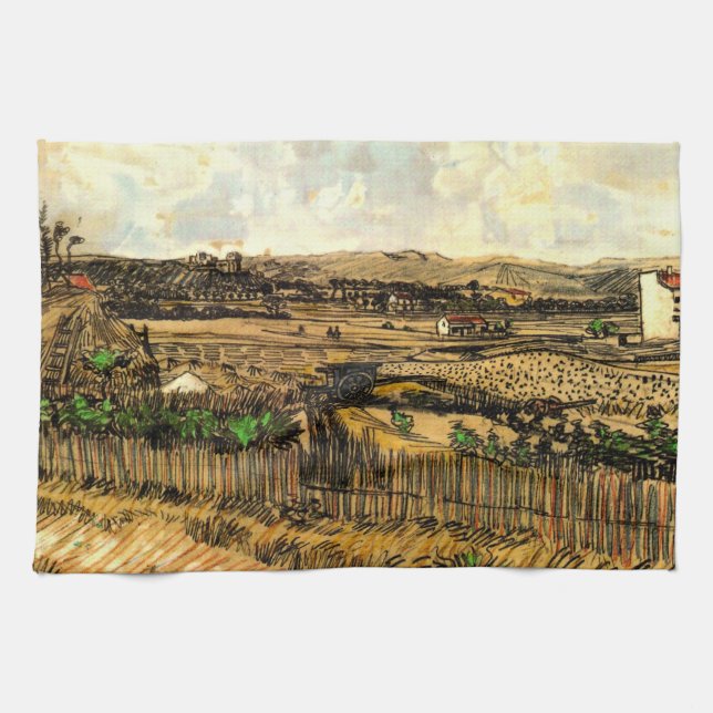 Harvest in Provence Montmajour by Vincent van Gogh Kitchen Towel (Horizontal)