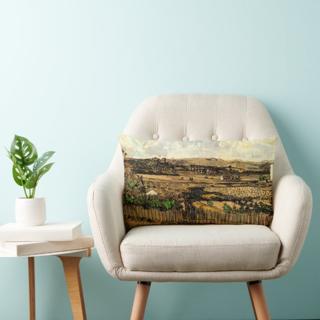 Harvest in Provence Montmajour by Vincent van Gogh Lumbar Pillow (Chair)