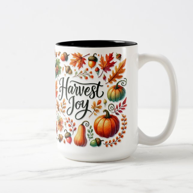 Harvest Joy A Celebration of Autumn's Bounty Two-Tone Coffee Mug (Right)