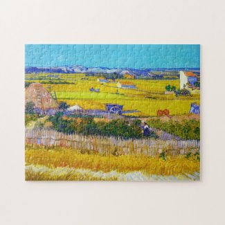 Harvest Landscape with Blue Cart Vincent Van Gogh Jigsaw Puzzle