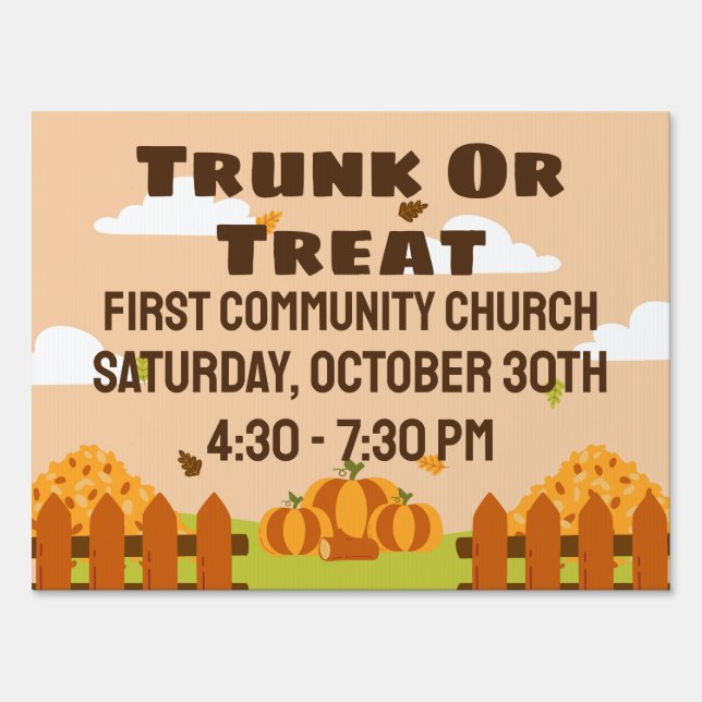 Harvest Leaves Picket Fence Trunk or Treat Sign (Front)