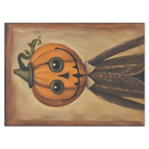 Harvest Magic Folk Art Pumpkin Head Decoupage  Tissue Paper