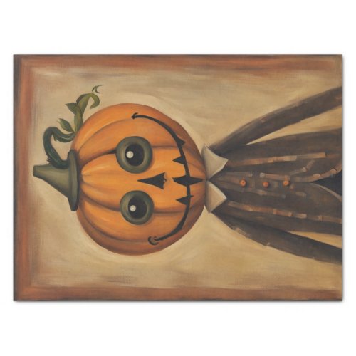 Harvest Magic Folk Art Pumpkin Head Decoupage  Tissue Paper