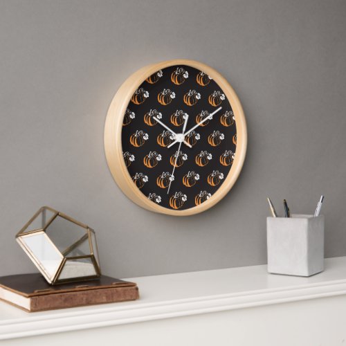 Harvest Magic Pattern A Pumpkin Silhouette Clock