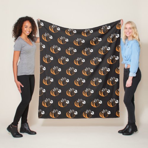 Harvest Magic Pattern A Pumpkin Silhouette Fleece Blanket