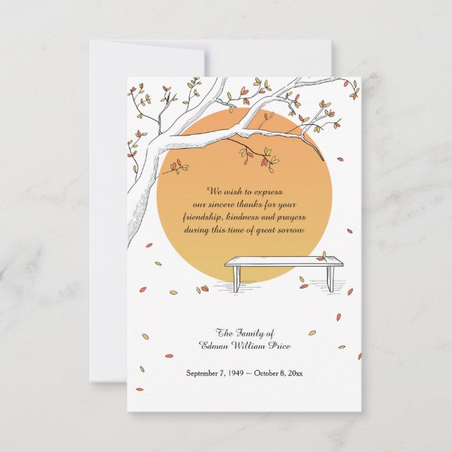 Harvest Moon Bereavement Thank You Card (Front)