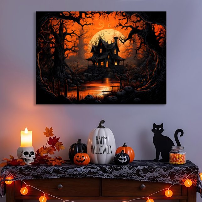 Harvest Moon Haunted House on Pumpkin Creek Canvas Print (Creator Uploaded)