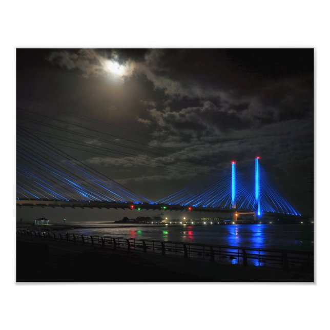 Harvest Moon over the Indian River Bridge Photo Print (Front)