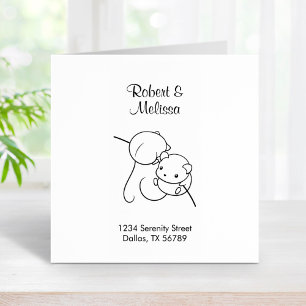 Harvest Mouse, Pair of Mice on a Stalk Address Rubber Stamp