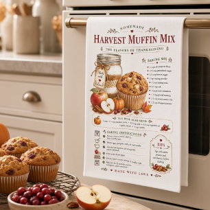 Harvest Muffin Mix Recipe Thanksgiving Kitchen Towel