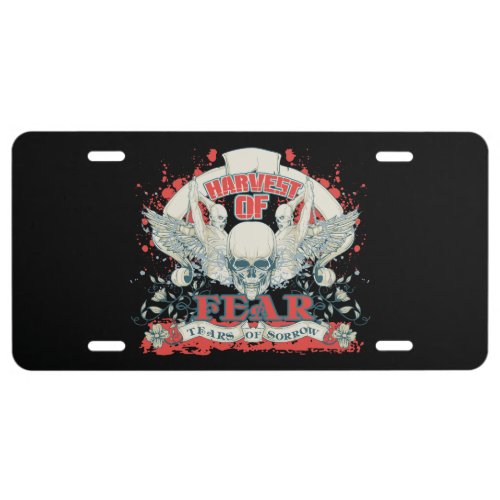 Harvest of Fears Tears of Sorrow Skull and Wings License Plate