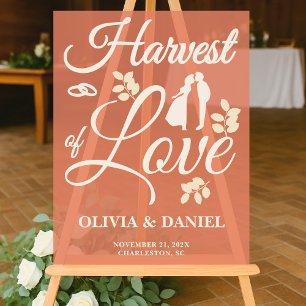 Harvest of Love Boho Fall Wedding Welcome Acrylic Sign