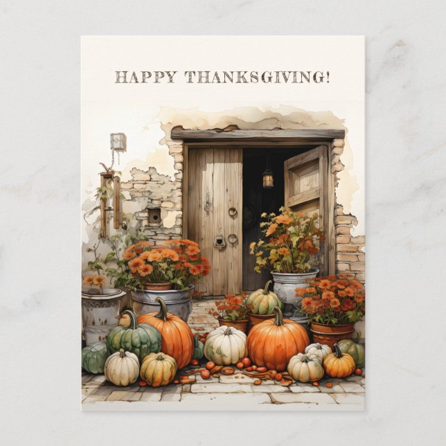 Harvest of pumpkins Happy Thanksgiving Postcard (Front)