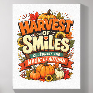 Harvest of Smiles Shirt Fall Pumpkin Canvas Photo Tile