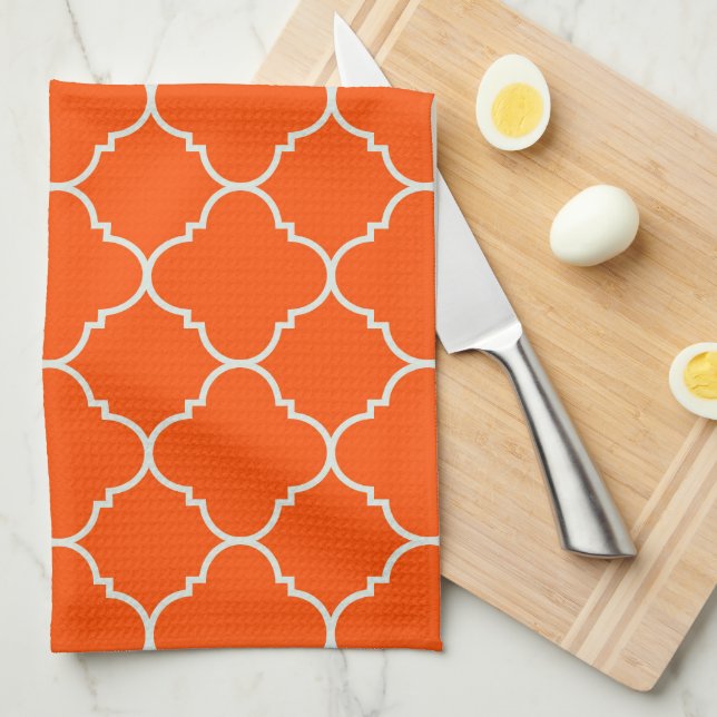 Harvest Orange Quatrefoil Towel (Quarter Fold)