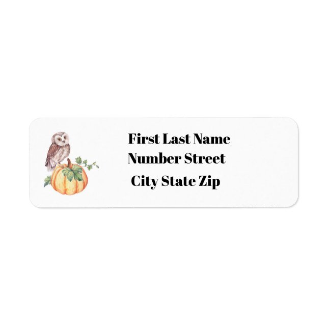 Harvest Owl and Pumpkin Address Label (Front)