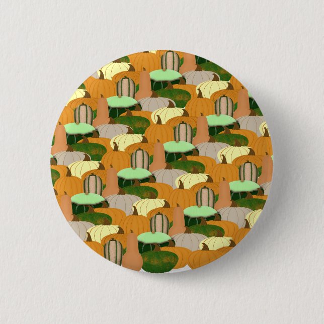 Harvest Pattern Autumn Squash Button (Front)