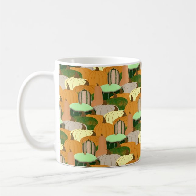 Harvest Pattern Autumn Squash Coffee Mug (Left)
