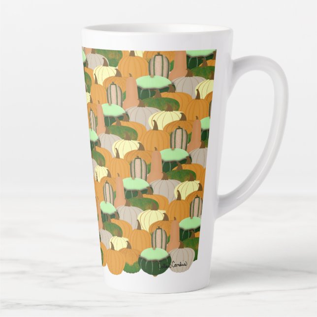 Harvest Pattern Autumn Squash Latte Mug (Right)