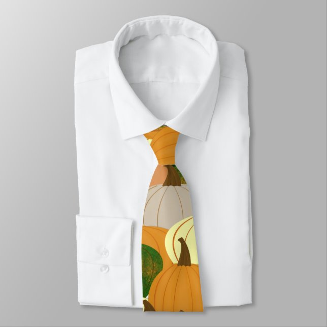 Harvest Pattern Autumn Squash Neck Tie (Tied)