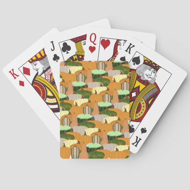 Harvest Pattern Autumn Squash Poker Cards (Back)