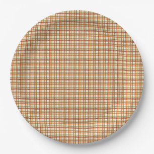Harvest Plaid Autumn Fall Thanksgiving Paper Plates