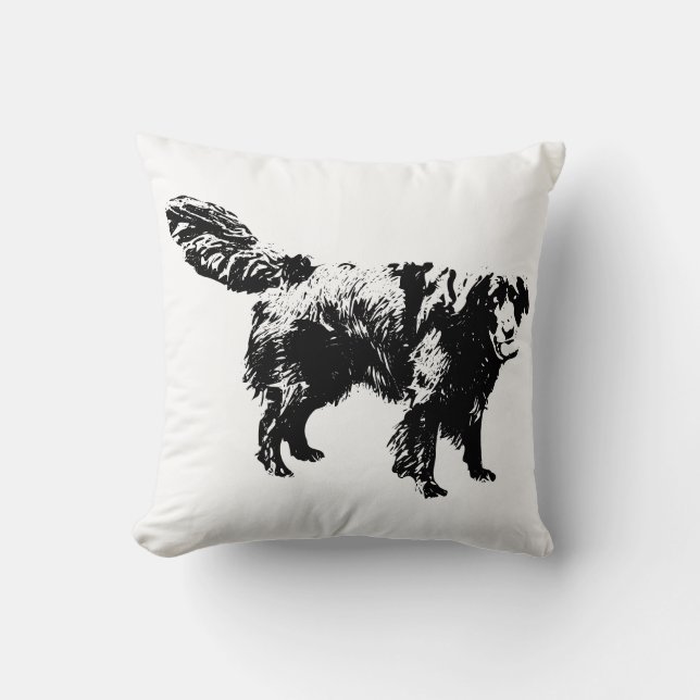 Harvest Play in Black & White Throw Pillow (Front)