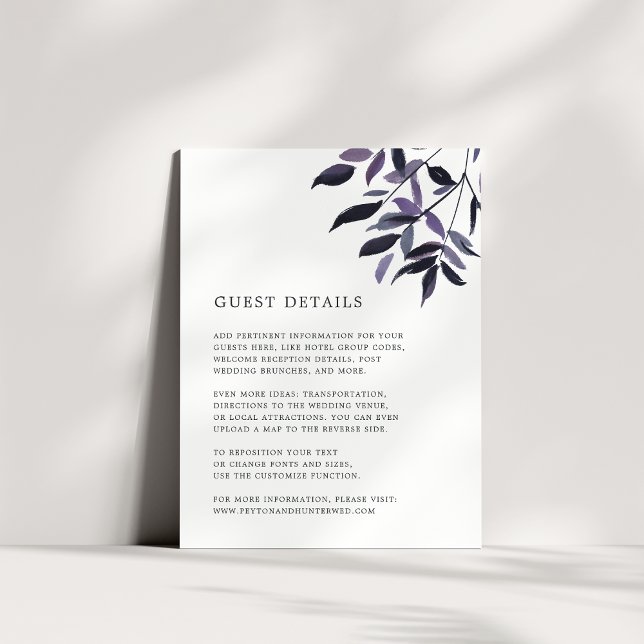 Harvest Plum Wedding Guest Details Card (Creator Uploaded)