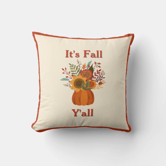 Harvest Pumpkin Bouquet - Rustic Fall Farmhouse Throw Pillow (Front)