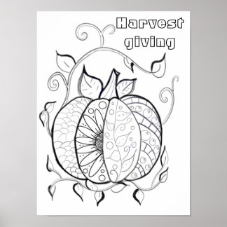 Harvest pumpkin coloring poster