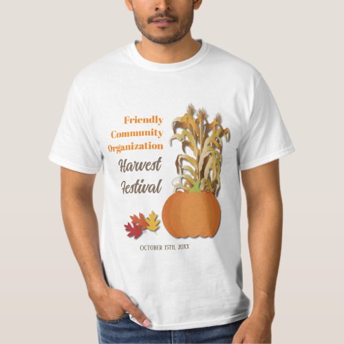 Harvest Pumpkin Corn Stalks Autumn Fall T_Shirt