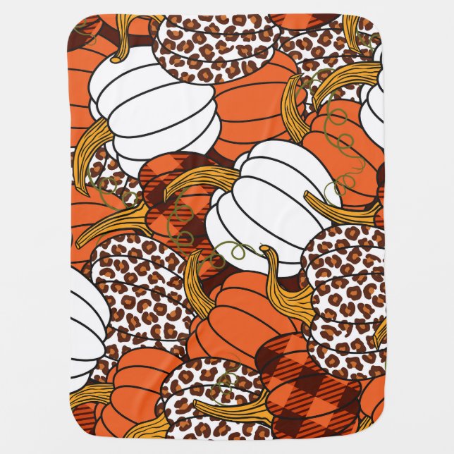 Harvest Pumpkin Patchwork Vintage Pattern Baby Blanket (Front)