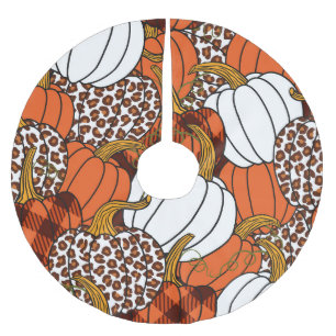 Harvest Pumpkin Patchwork Vintage Pattern Brushed Polyester Tree Skirt