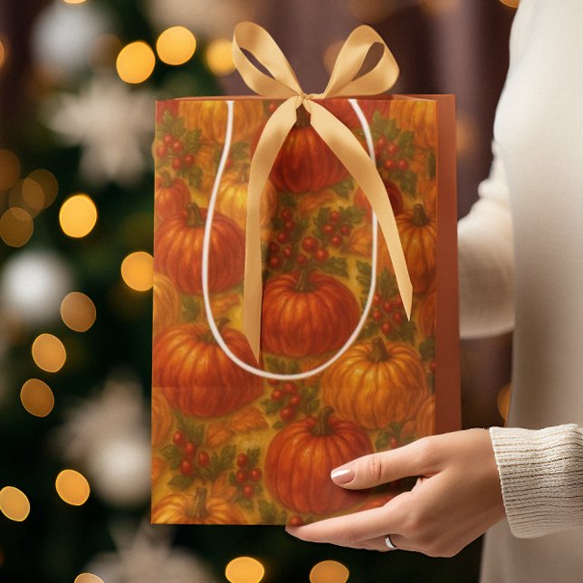 Harvest Pumpkin Pattern – Fall Thanksgiving Medium Gift Bag (Creator Uploaded)