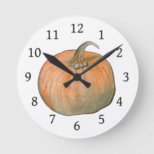Harvest Pumpkin Round Clock