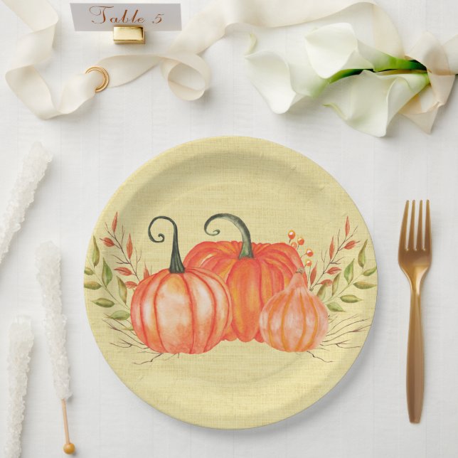 Harvest Pumpkin Trio Paper Plates (Wedding)